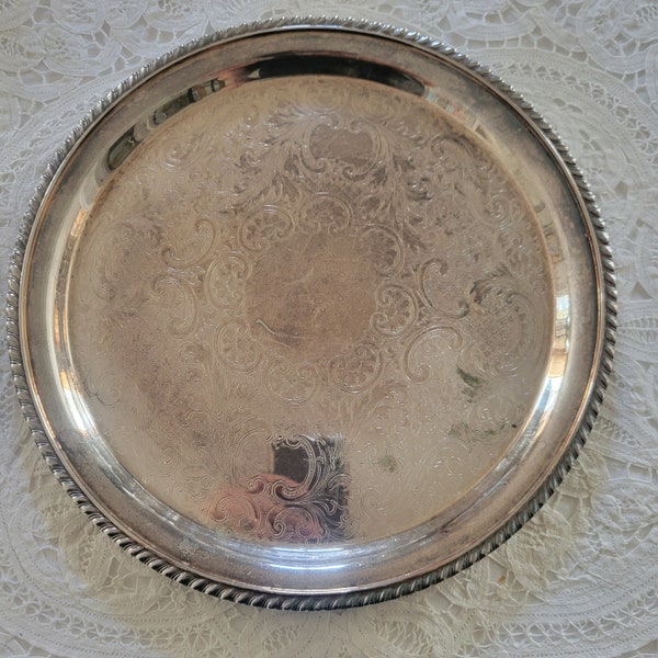 Sheffield Silver Co. 12" Antique Vintage Round Tray / Platter # 5/165