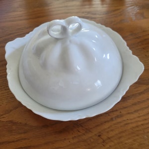 3 Piece White Bavarian China Butter Set, Vintage Classic