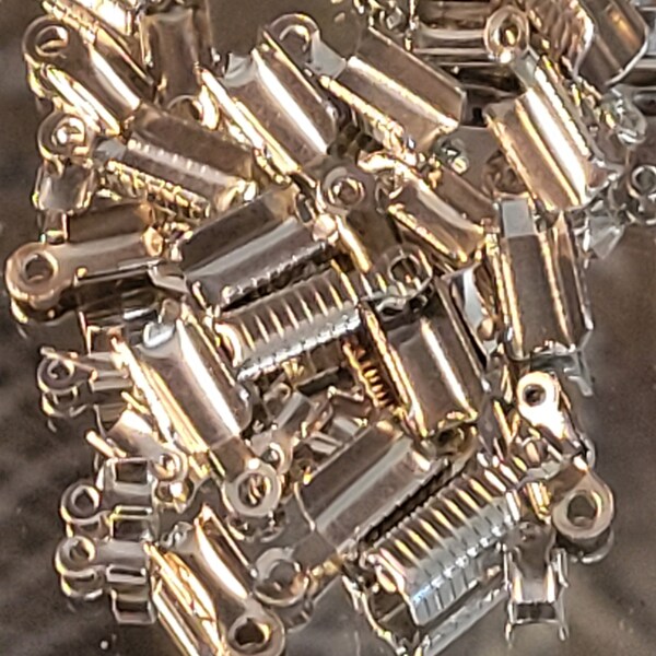 50 Pieces Silvertone Crimp Connectors Various Sizes