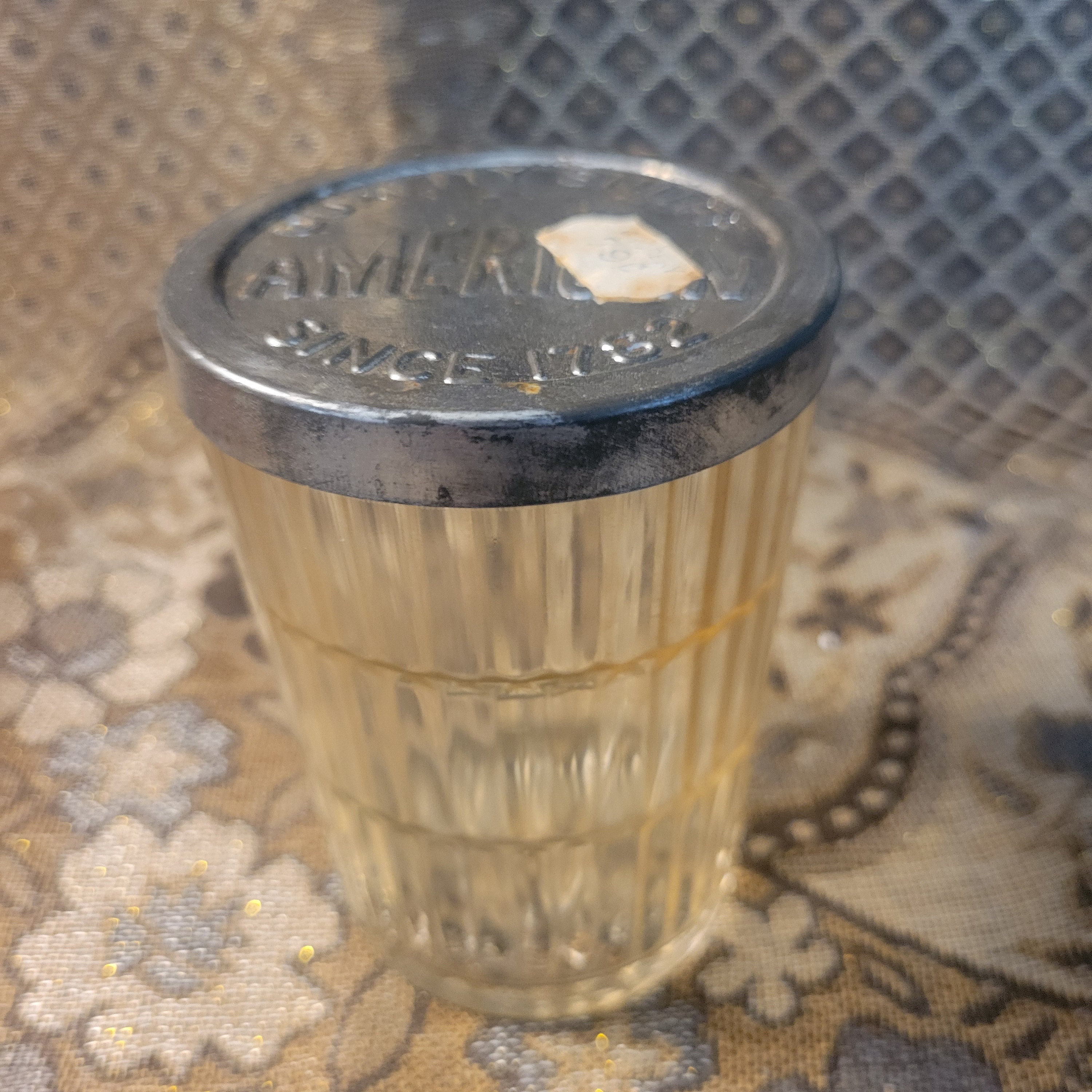 Choice of American Quality Snuff Glass with Tin Lid Vintage