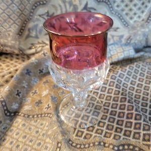 Indiana Glass Kings Crown Thumbprint Ruby Red Goblet Vintage