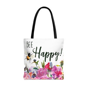 Bee Happy Large Tote Bag