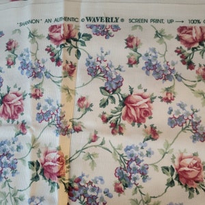 Waverly  Shannon 100% Cotton Upholstery Fabric 1 yard x 54&quot; wide Roses and Blue Lilacs
