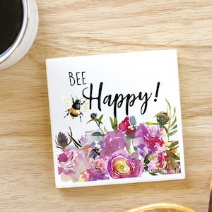 Bee Happy Ceramic Kitchen Refrigerator Magnet
