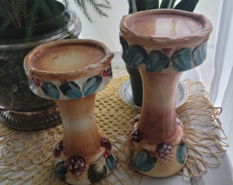 Conjunto de candelabros de cerámica WCL vintage