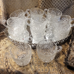 Pinwheel & Stars L E Smith Glass Flared Punch Cups - Vintage 1950’s Wedding, Wedding Shower