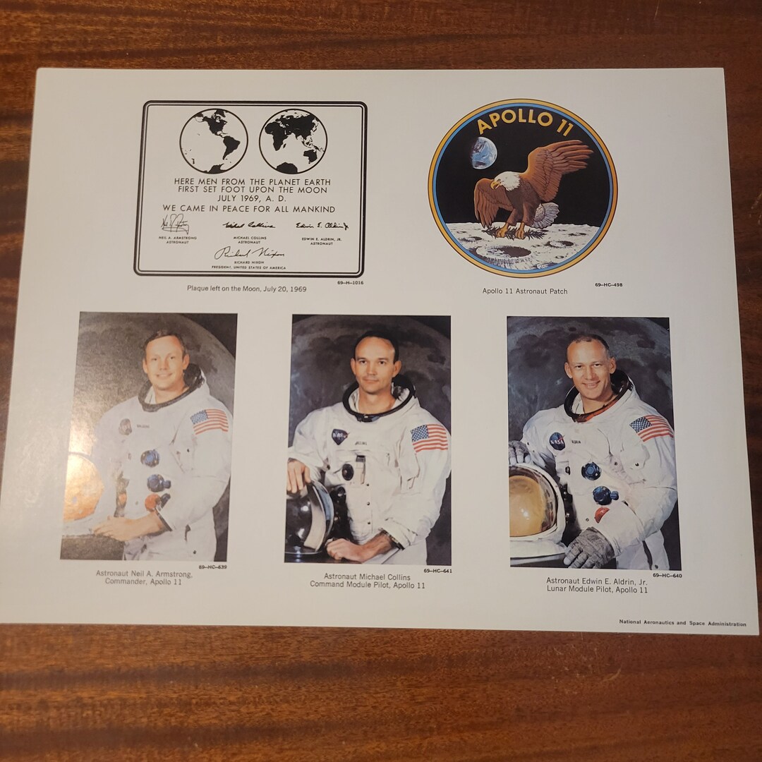 1969 Official NASA 11x14 Apollo First Manned Lunar Landing 12 PICTURE ...