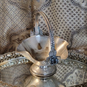 Vintage Silver Plated Footed Basket Candy Bowl - Victorian Styled Wedding Easter Decor