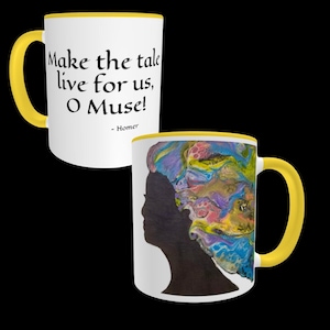 Muse at Work | Caneca com citação de Homer | Caneca de café com arte mítica