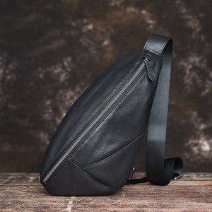 Leather Sling Bag Men's Chest Bag Leather Belt Bag - Etsy