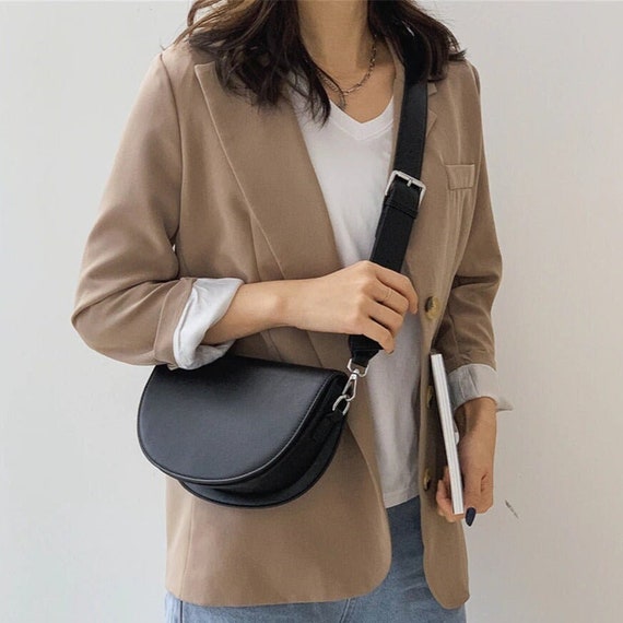 Luna Half Moon Saddle Bag Leather Crossbody Shoulder Saddle 