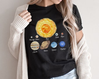 school project solar system Solar System Shirt, Womens Solar System T Shirt, Girls Solar System Tshirt, Astronomy Lover Gifts, Outer Space Tee, Cute Astronomer T-Shirt