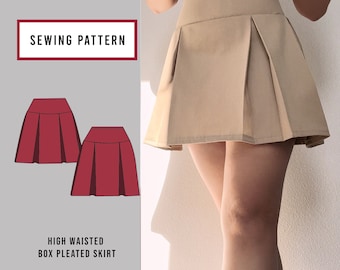 Box Pleat Skirt Sewing Patten  | INSTANT DOWNLOAD | PDF Sewing Pattern | Printable Pattern | Mini Skirt