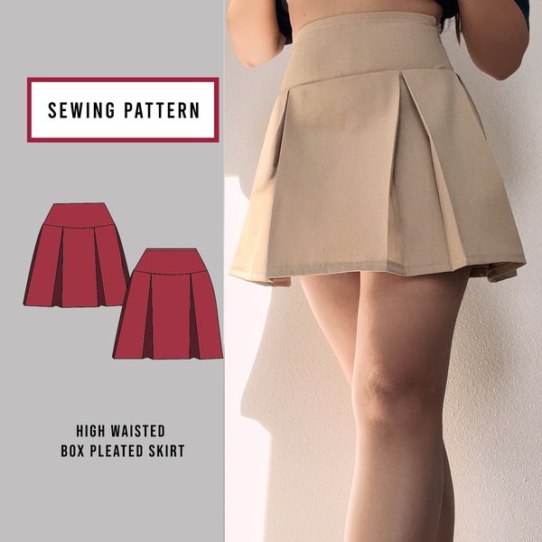 Box Pleat Skirt Sewing Patten  | INSTANT DOWNLOAD | PDF Sewing Pattern | Printable Pattern | Mini Skirt