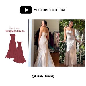 Sweetheart Strapless Dress Sewing Pattern: Fit and Flare Midi/Maxi (US XS-2XL) (Instant Download) image 4