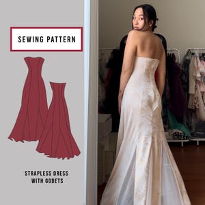 Sweetheart Dress with Godet Sewing Pattern | Fit and Flare Dress|  Midi/Maxi Dress | US XXS to 2XL | Instant Download