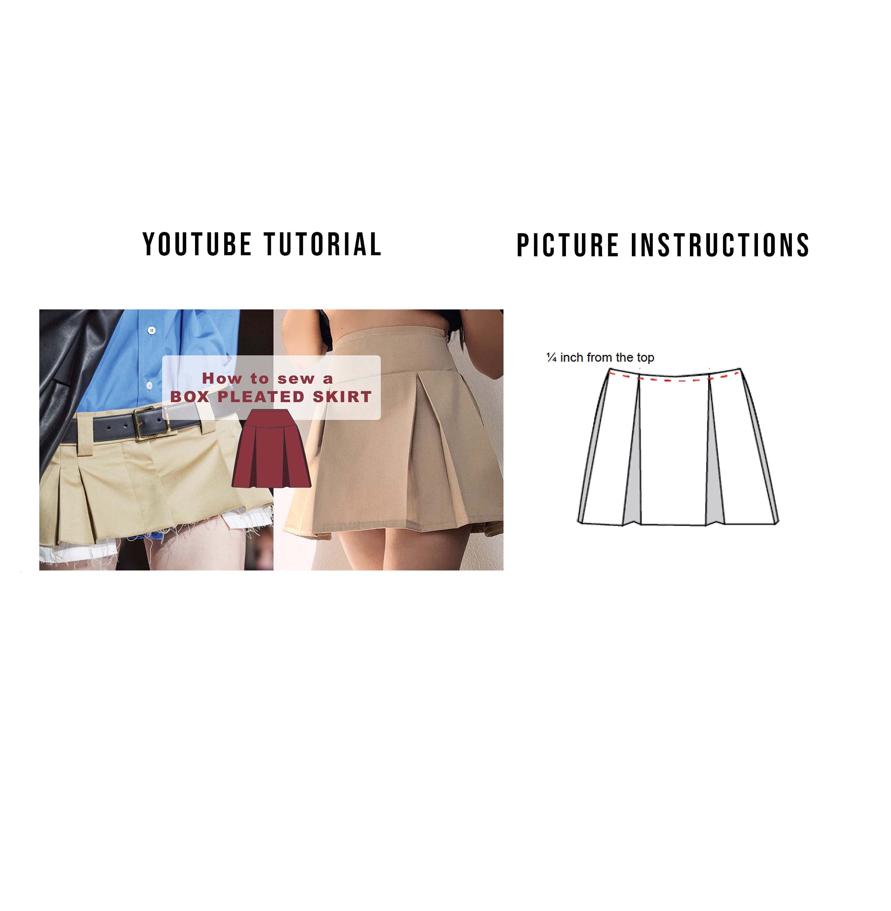 Box Pleat Skirt Sewing Patten | INSTANT DOWNLOAD | PDF Box Pleat Skirt Sewing Patten | INSTANT DOWNLOAD | PDF