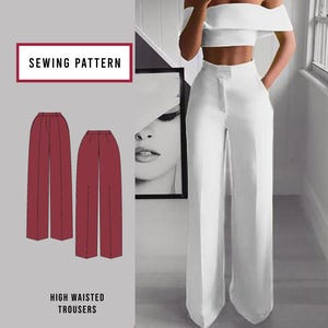 High Waisted Trousers Pattern | INSTANT DOWNLOAD| SewingPattern | Pants XXS-2XL