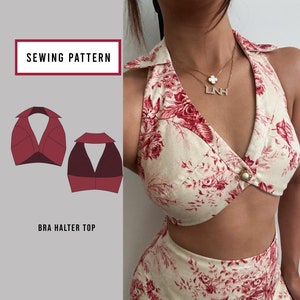 Bra Halter Top   | Instant Download | PDF Sewing Pattern | Printable Pattern | Crop Top | Collar Shirt | XS - 2XL