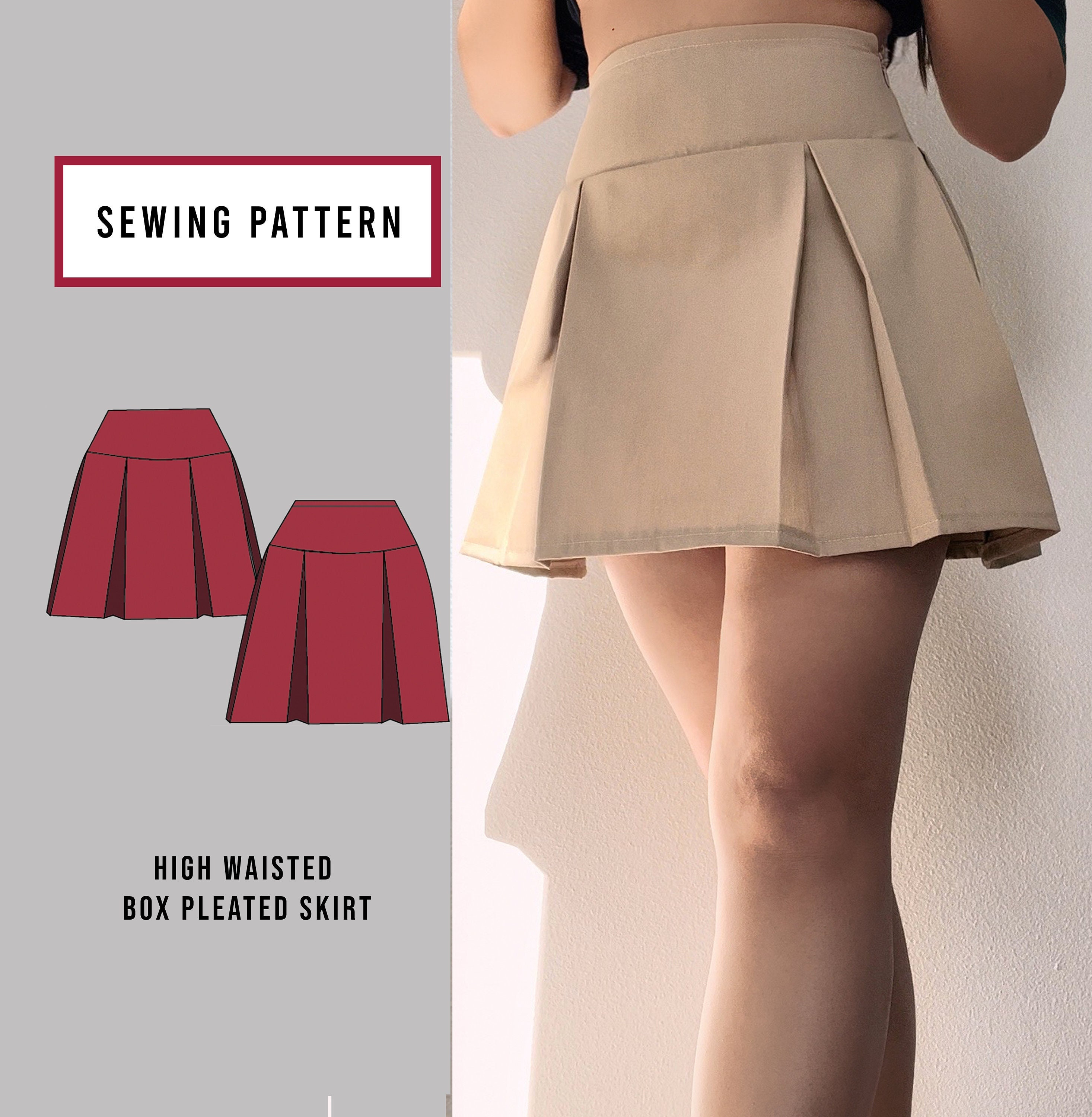 52+ Designs Box Pleated Skirt With Yoke Sewing Pattern - ShloimeSaraah