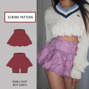 Blasenrock mit Shorts Schnittmuster: Hoch taillierte Mini (PDF-Muster)