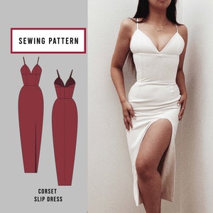 Corset Dress Pattern | Slip Dress Pattern | Corset Dress Sewing Pattern | Bustier Dress Pattern | Corset Top Pattern | Fitted Dress Pattern