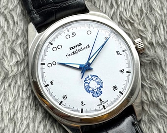 HMT Gandaberunda Kannada Numerals white Dial 17Jewels Hand Winding Mens Wrist Watch vintage
