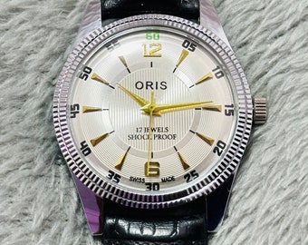 Vintage Rare Oris Silver Dial Hand Winding Wrist watch Men'S Gents FHF Movement ST-96 Swiss