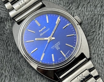 Reloj vintage HMT Kohinoor con esfera azul, cuerda manual, para hombre, movimiento 17 joyas