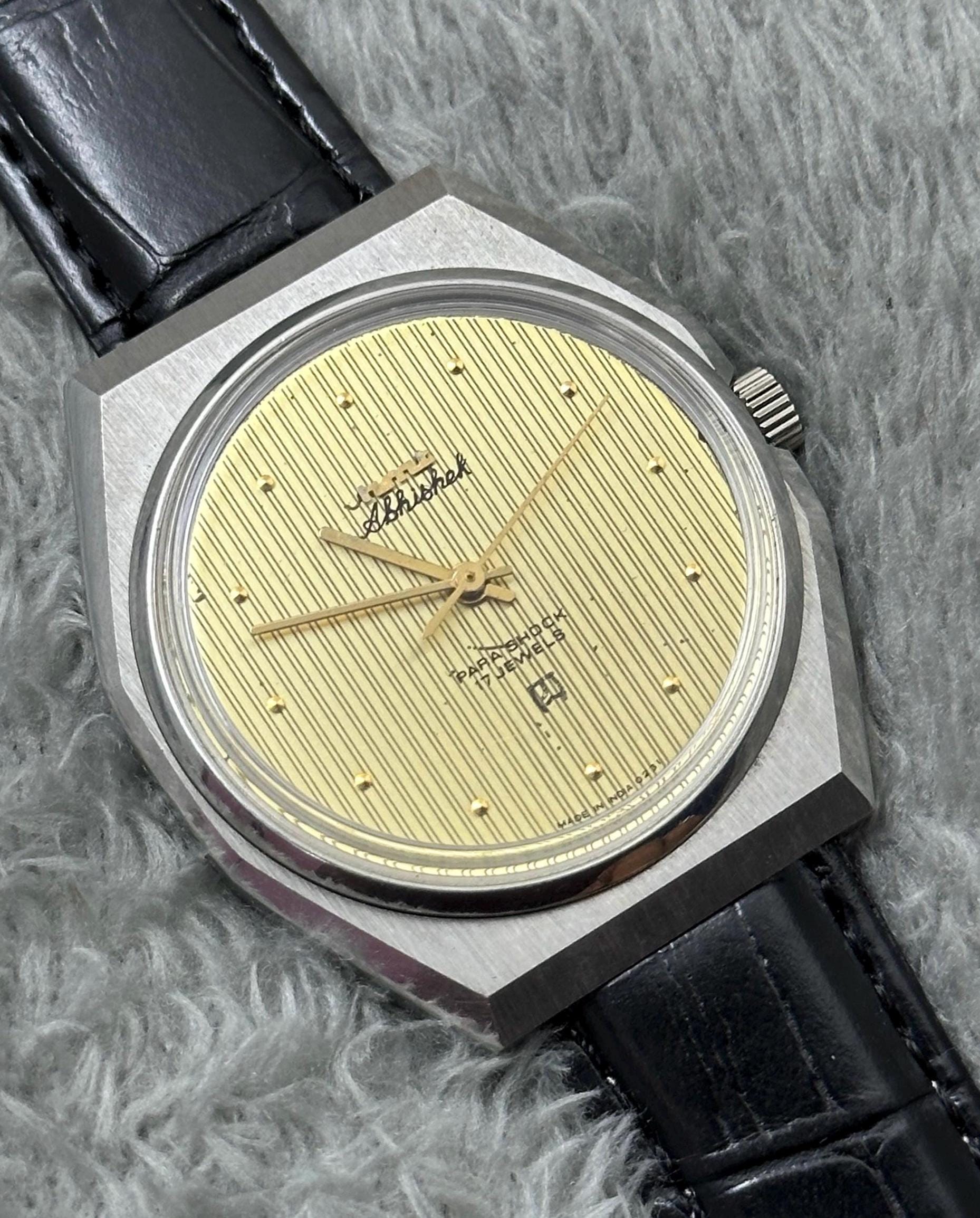 Vintage HMT Abhishek Gold Dial Hand Winding Men's Watch Movement