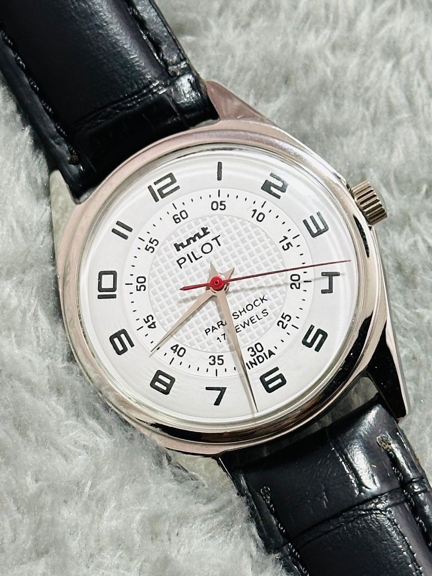 Vintage HMT Pilot White Dial Hand Winding Men s Watch Movement 17 Jewels Etsy Canada