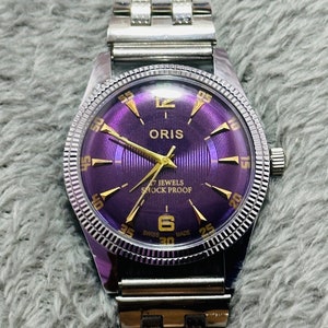 Vintage Rare Oris Purple Dial Hand Winding Wrist watch Men'S Gents FHF Movement ST-96 swiss zdjęcie 1