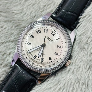 Vintage Rare oris silver dial Hand Winding Wrist watch Men'S Gents FHF Movement ST-96 Swiss zdjęcie 4