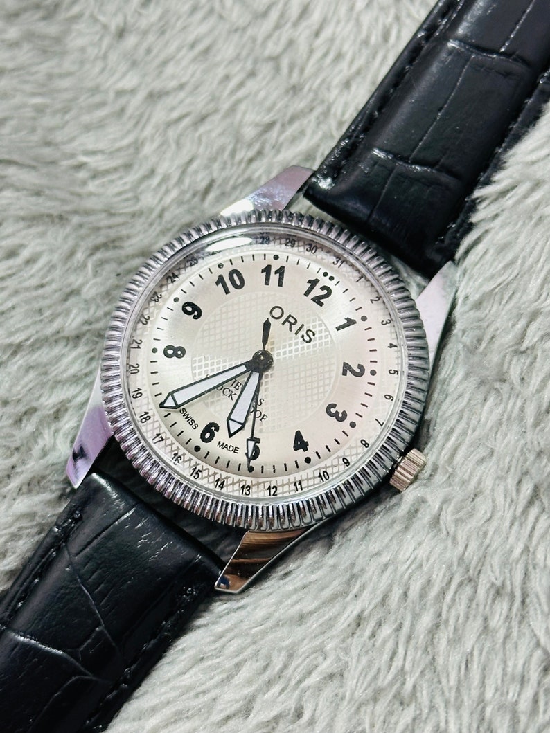 Vintage Rare oris silver dial Hand Winding Wrist watch Men'S Gents FHF Movement ST-96 Swiss zdjęcie 4