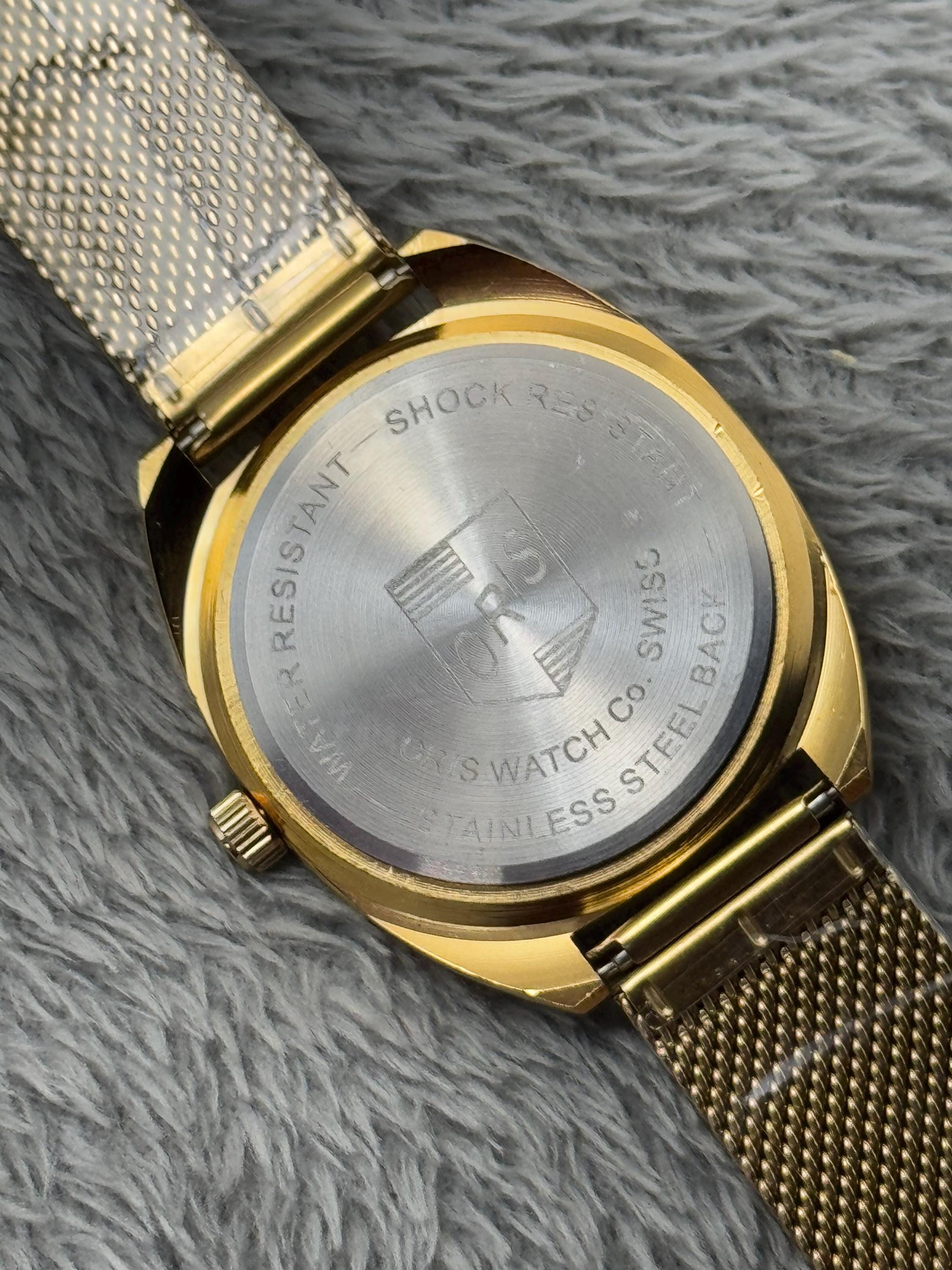 ヴィンテージ オリス ゴールド文字盤 手巻き メンズ腕時計 スイス製