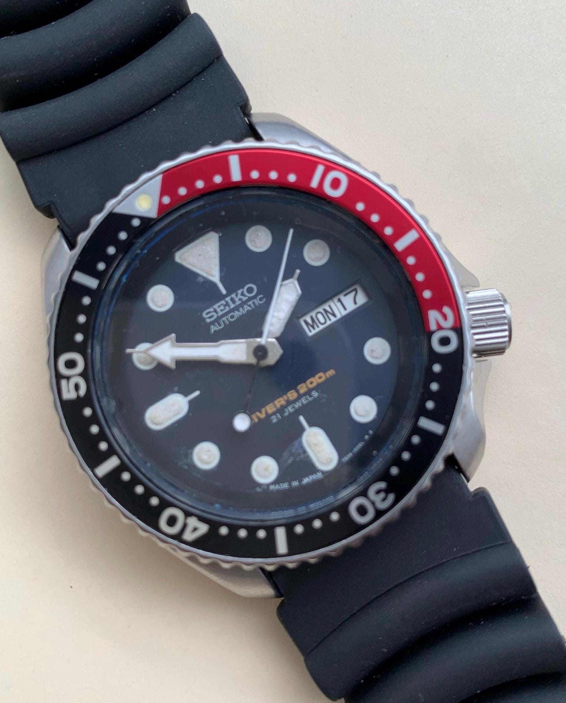 Vintage Seiko Diver Automatic Watch 7002 7001, 200M Black Day Date