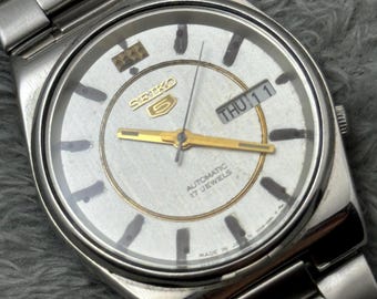 Vintage Seiko 5 Automatic Watch, Silver Dial, Japan Made