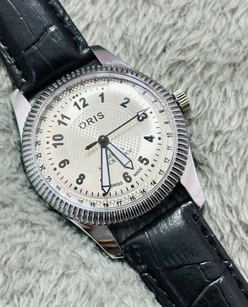 Vintage Rare oris silver dial Hand Winding Wrist watch Men'S Gents FHF Movement ST-96 Swiss zdjęcie 1
