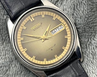 Vintage Seiko 5 Automatikuhr, braunes Zifferblatt, Tag / Datum, Japan Made