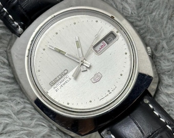 Vintage Seiko 5 Automatic Watch, Silver Dial, Japan Made