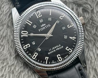 Seltene Vintage Fortis Handaufzug FKW Bewegung ST-96 Schweizer Herrenarmbanduhr