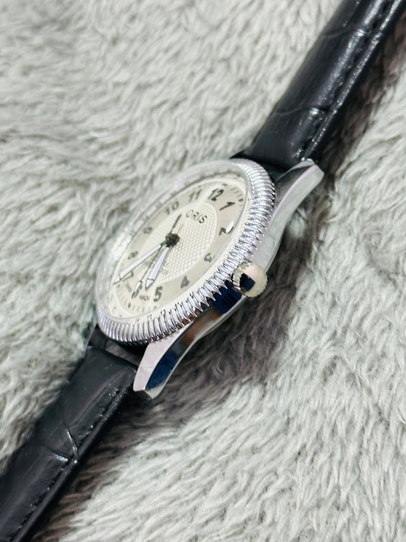 Vintage Rare oris silver dial Hand Winding Wrist watch Men'S Gents FHF Movement ST-96 Swiss zdjęcie 5
