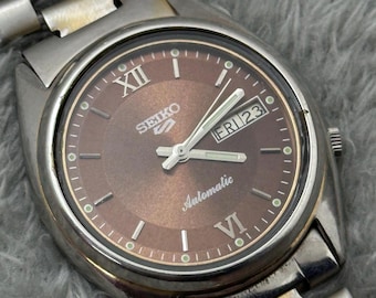 Vintage Seiko 5 Automatic Watch, Brown Dial, Stainless Steel