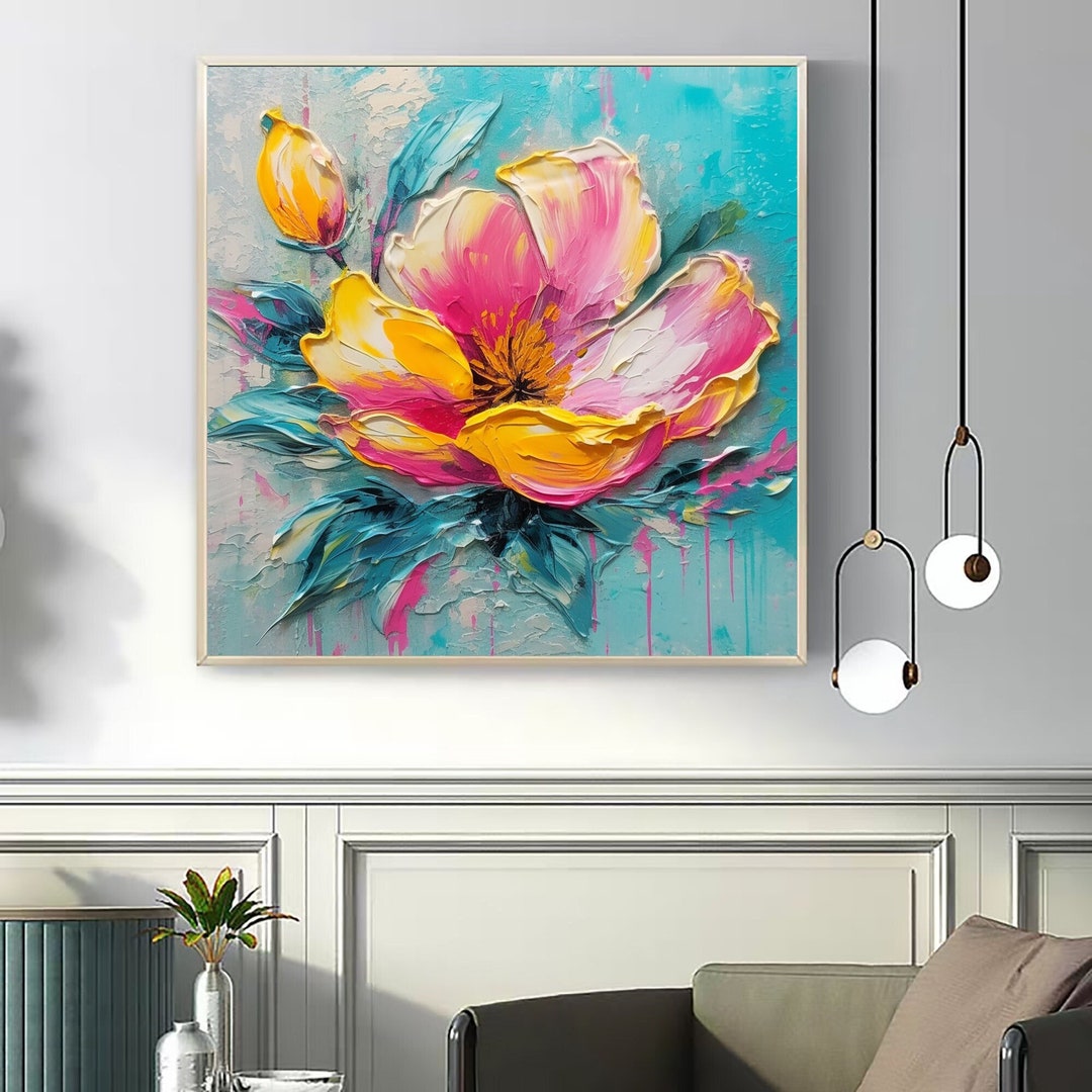 Original Flower Oil Painting on Canvas Large Wall Art - Etsy