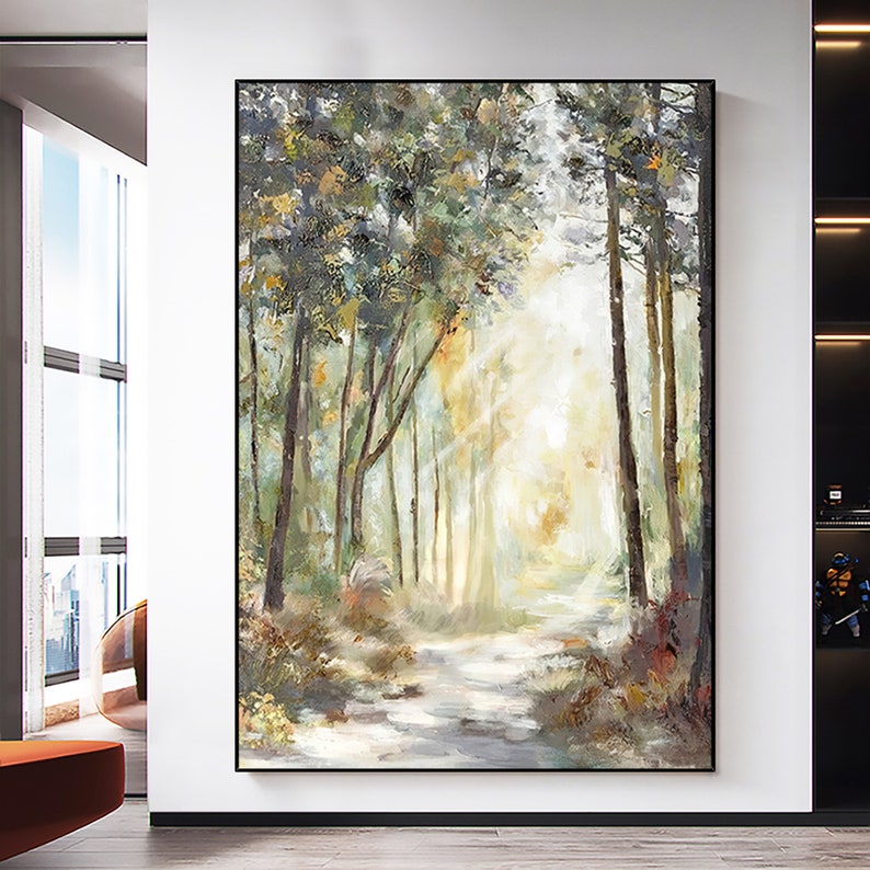 Abstract Autumn Tree Landscape Oil Painting on Canvas Large Etsy