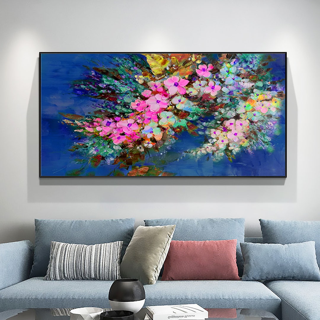 Abstract Colorful Blooming Flowers Oil Painting on Canvas - Etsy