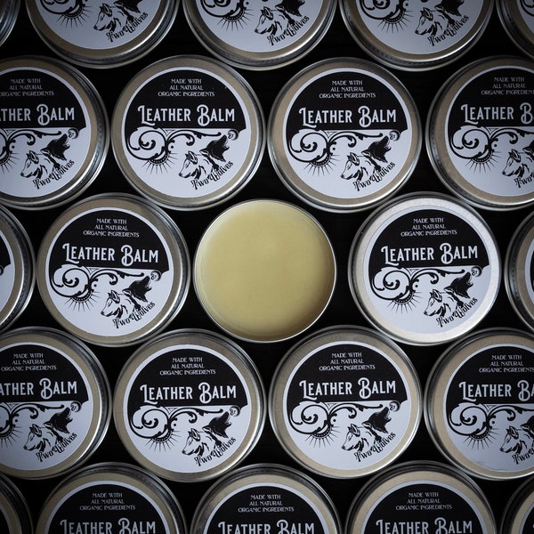 Homemade leather balm, made with all natural organic ingredients