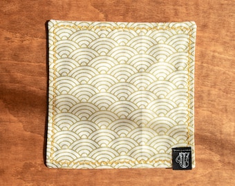 EDC Gold and white japanese seigawa waves hankerchief 100% cotton and white glass grade microfiber backing - EDC hank microfiber