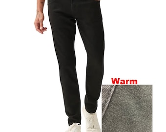 Men&#39;s Black Thermal Jeans | Winter Warm Fully Lined Outdoor Soft Denim Pants | Perfect for Outdoor Activities|Available in 33&quot; & 34&quot; Lengths