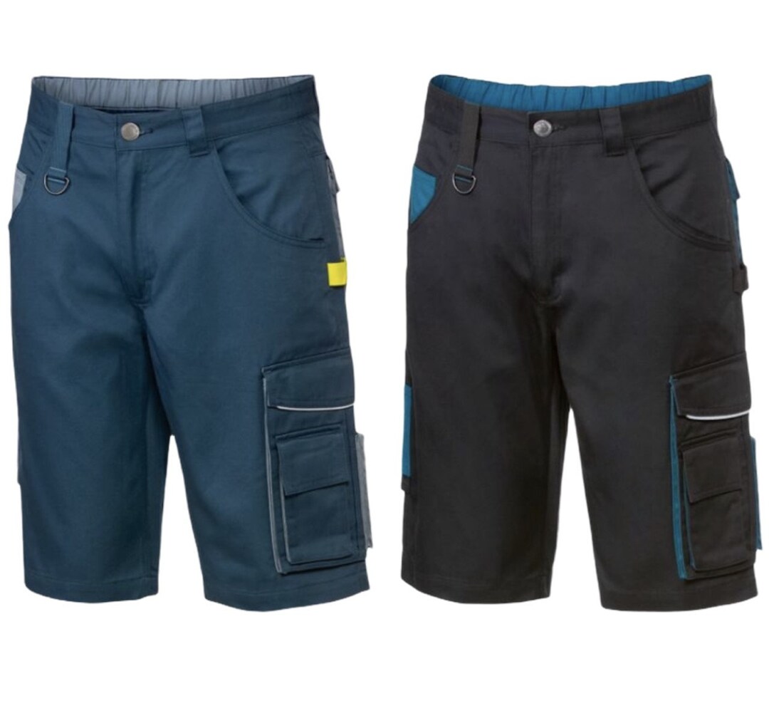 Mens Combat Cargo Summer Work Shorts Multi Pockets In Black Or Navy